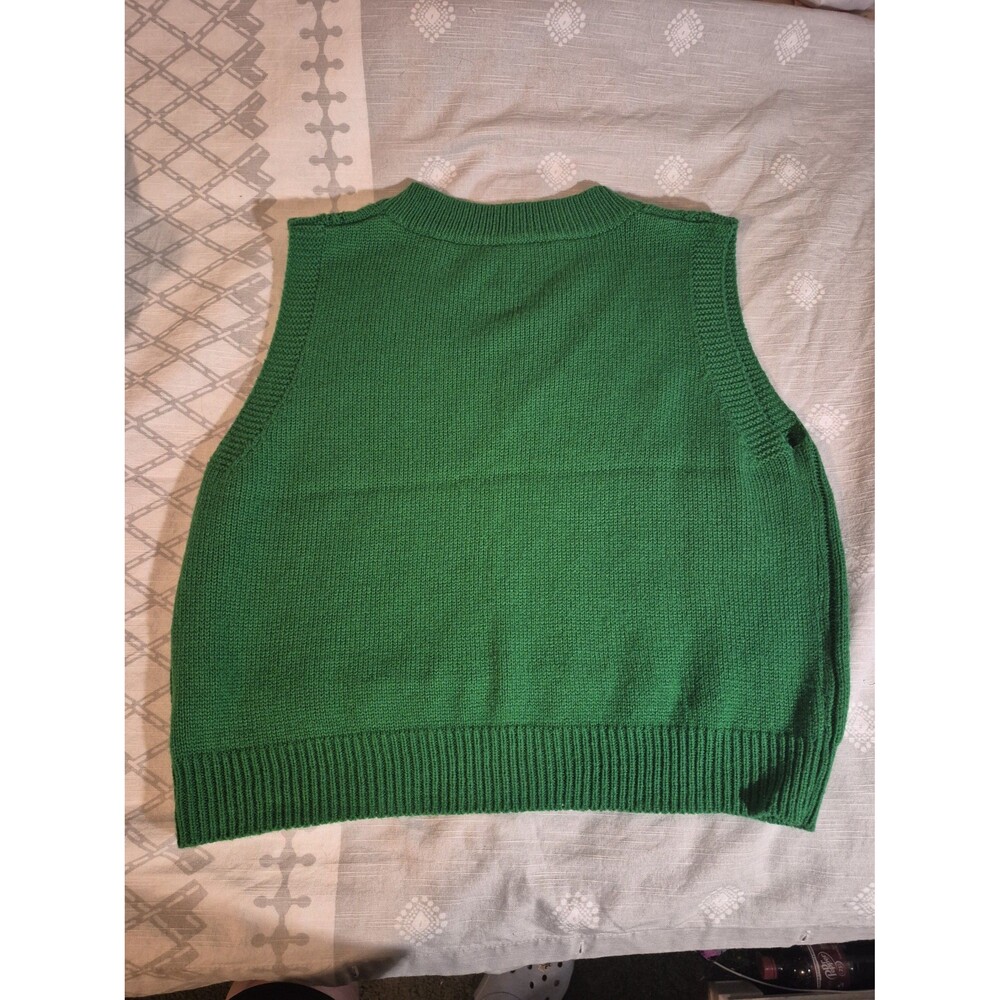 Shein College Style Sweater Vest Green Size Large - Picture 5 of 7